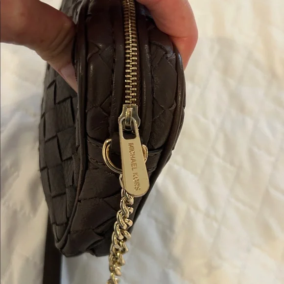 Michael Kors Dark Brown Woven Crossbody Bag - Picture 9 of 10